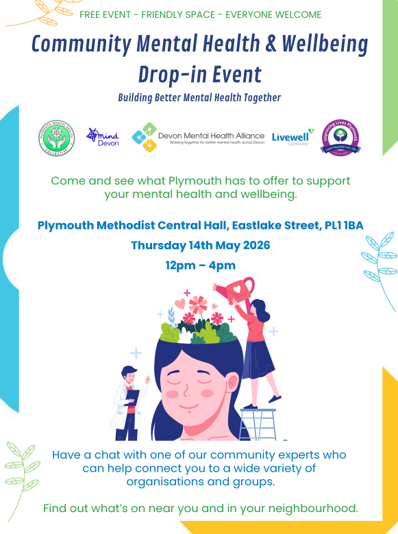 oneyouplymouth's tweet photo. It's #MentalHealthAwarenessWeek

Come find us at the Community Mental Health and Wellbeing event to see how we can support you to live your happiest and healthiest life. 

See image for more details. 

#Plymouth #Plymouthuk #mentalhealthawareness 

@livewellsw @PHPlymouth https://t.co/y5v4ruHO3W