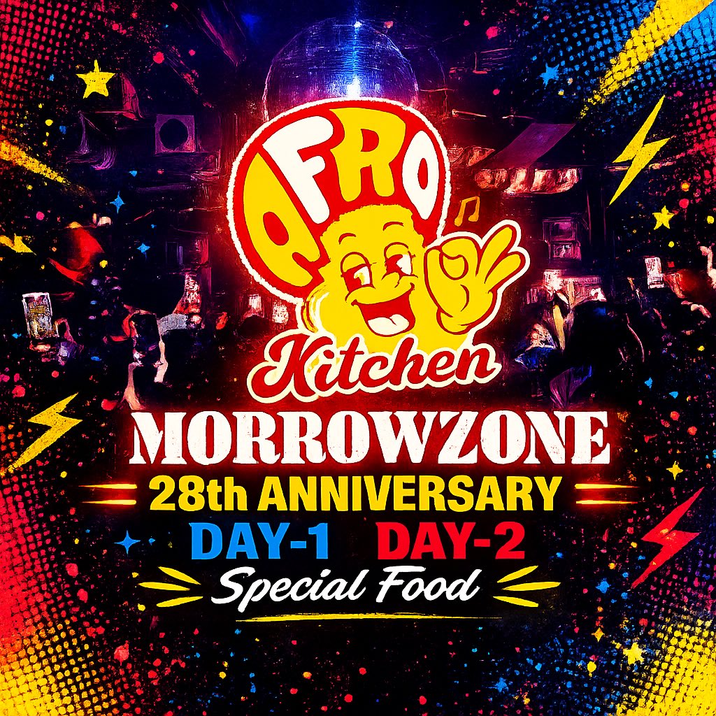 jaykmjp's tweet photo. MORROWZONE28周年は2日間で開催㊗️
1日目5.22金曜 21:00オープン 1.500円
普段からMORROWZONEをサポートしてくれてるローカルなメンバーでお祝い🥂

フードはAFRO Kitchenが提供してくれます🔥

お一人様も大歓迎です😆
祝いにきてね🫶🫱🏼‍🫲🏽🙌🏼 https://t.co/SXf0laMyKt