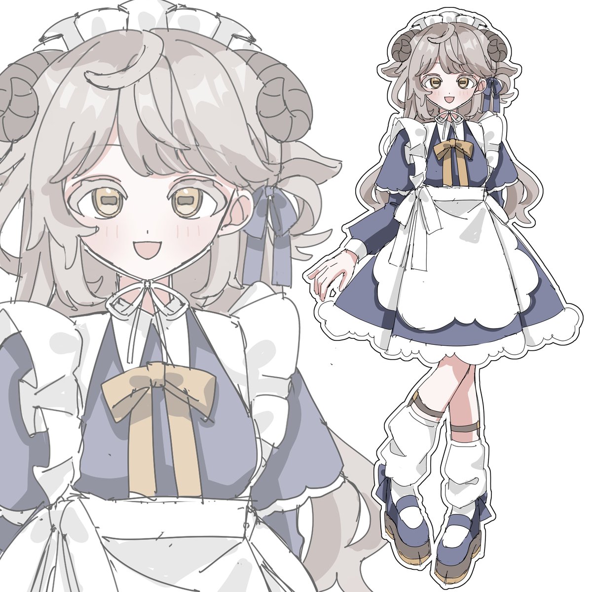 ひつじ×ミルクティー×メイドの女の子です🐏

ラフカラという、ラフ段階でご購入いただき
完成品をお渡しするシステムを利用しております！
お試しとして少しお安めに設定しておりますので、
よろしければご検討ください✨

tsunagu.cloud/presale_projec… #つなぐ