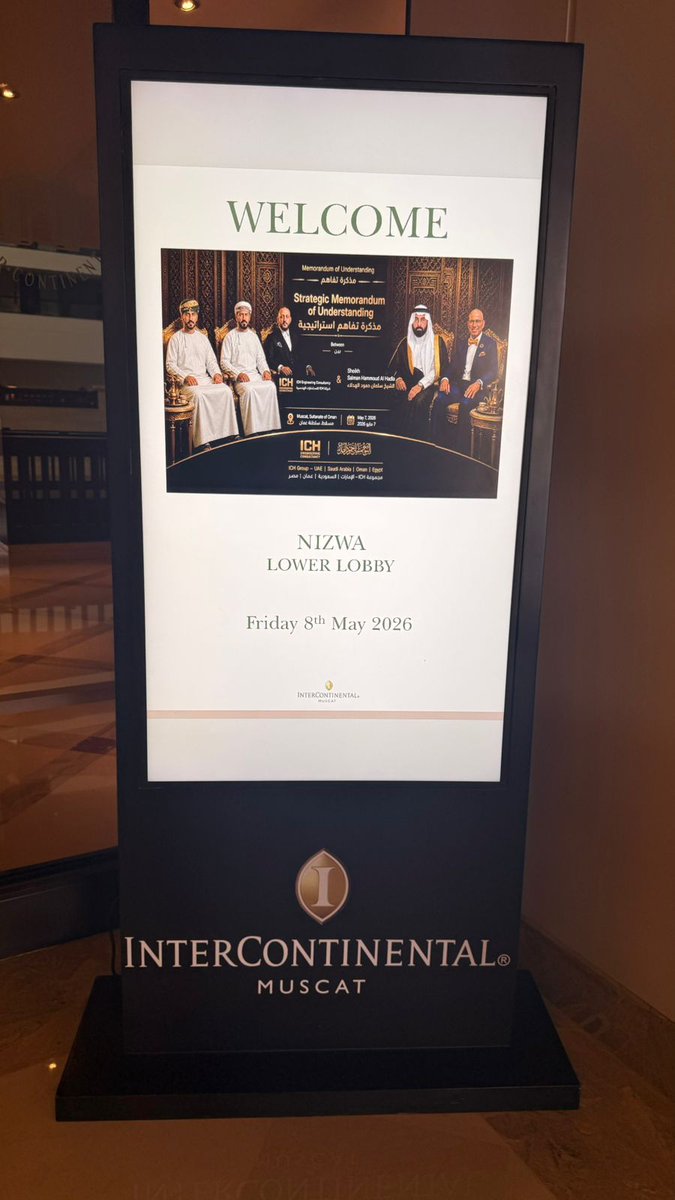 ichconsultancy's tweet photo. A successful gathering at the InterContinental Muscat Hotel brought together leaders and industry professionals to celebrate collaboration, innovation, and future growth—strengthening partnerships that support sustainable regional development.
📍 Muscat, Oman | May 7, 2026 https://t.co/bifsYH2jxP