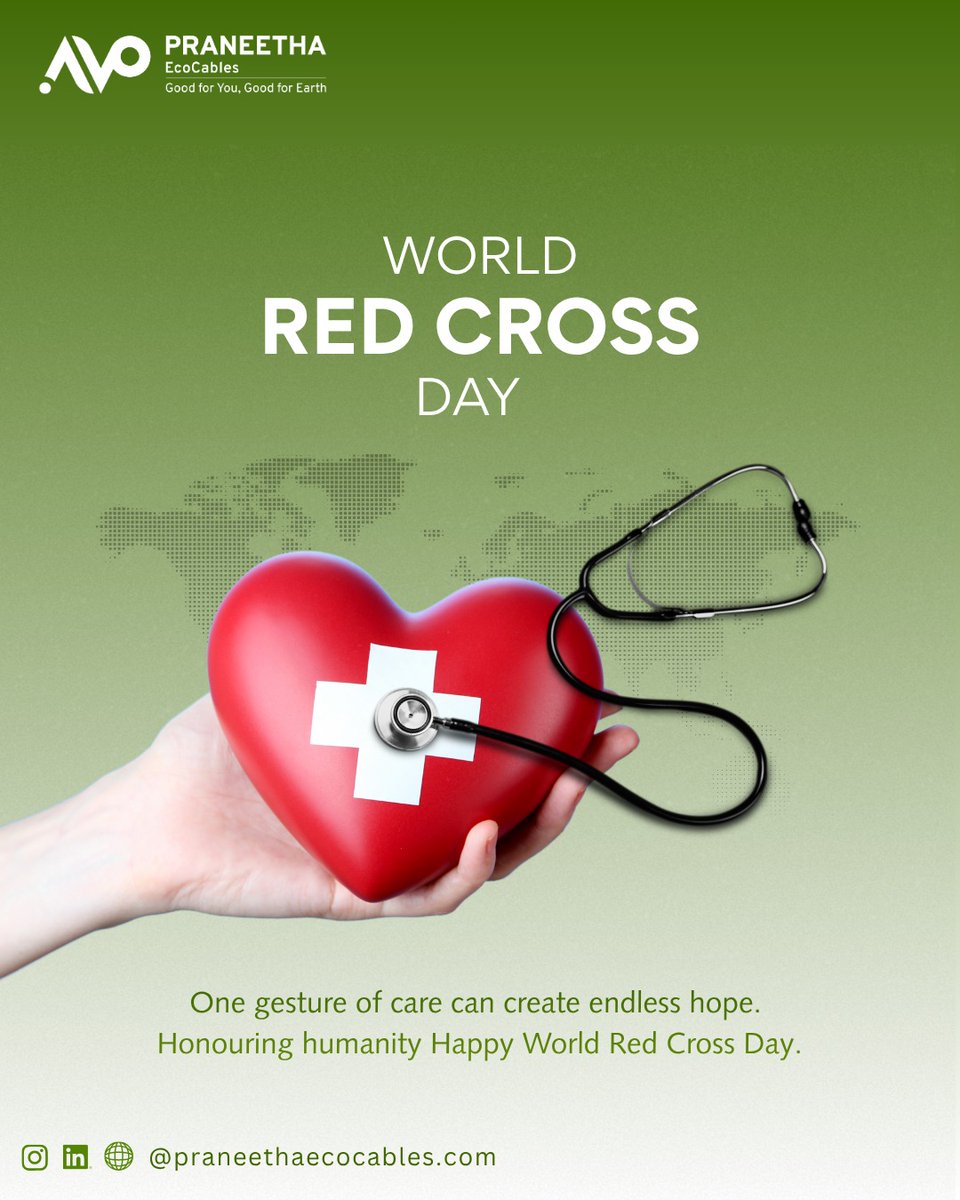 ecocables76251's tweet photo. On this World Red Cross Day, Praneetha EcoCables salutes every helping hand working towards a safer and kinder world. Happy World Red Cross Day ❤️#WorldRedCrossDay #CareMatters #HumanityFirst #Kindness #praneethaecocables https://t.co/bQFb4mSxMJ
