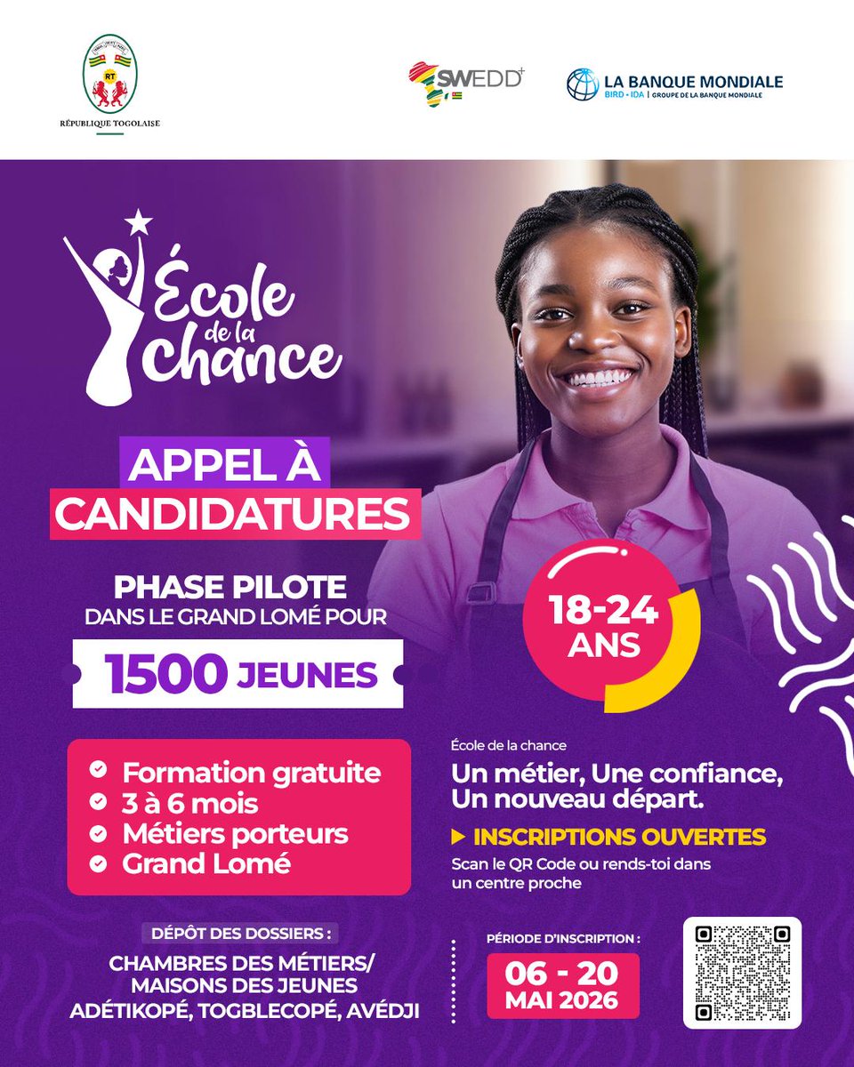 EdiEsseh's tweet photo. 👉 Jeune fille tu attends quoi pour ce rendre aux chambres des métiers/ centres des jeunes/ maison des jeunes d'Adetikope, Avedji, Togblécopé :
🔆 ta #réussite 
👍 ton #bonheur préoccupe le @PC https://t.co/z71Kr8qWdk