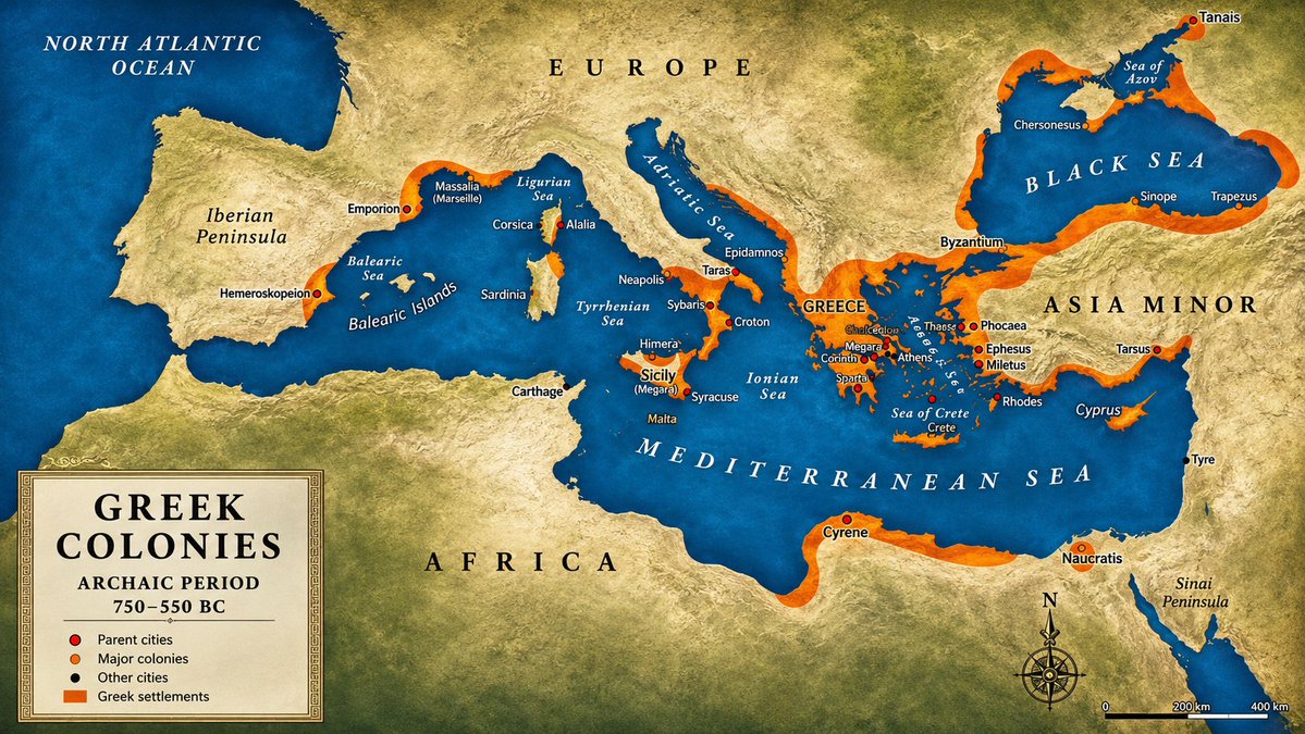 This is Greece long before Alexander the Great or the Roman Empire rose to power.

Hellenic Civilisation from Iberia and Gaul through Magna Graecia, Anatolia, across the Black Sea and into Cyrenaica. Greeks had founded marble cities in Spain, France, southern Italy, and on the