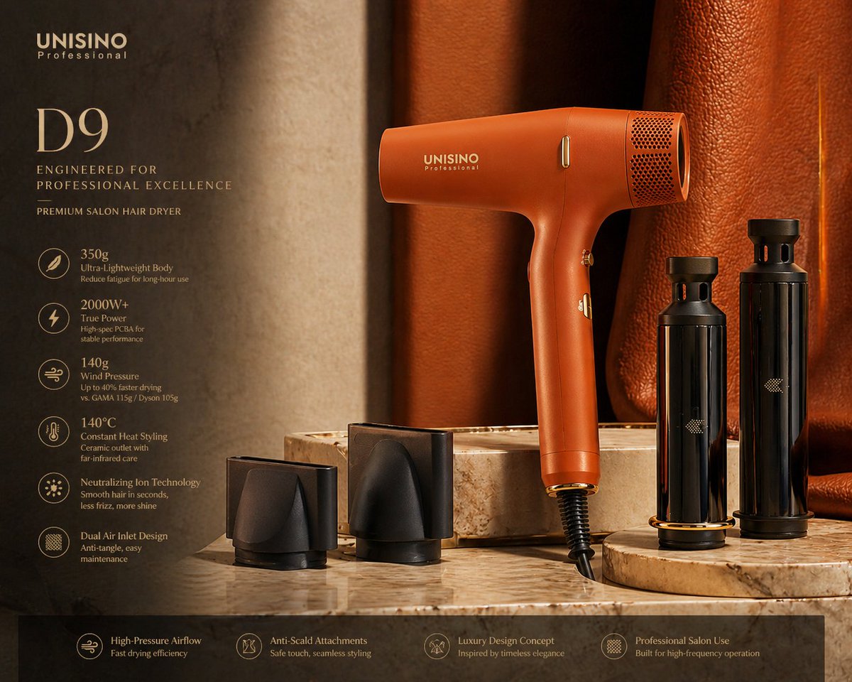 HanHermion1688's tweet photo. D9 PROFESSIONAL ✨

Lightweight. Powerful. Professional.

⚖ 350g ultra-lightweight design
⚡ 2000W+ high power output
💨 Strong airflow for fast drying
🔥 130°C professional styling
🌿 Infrared ceramic hair care
Made for salons that demand performance every day.
#HairDryer https://t.co/95vGuxhKAh
