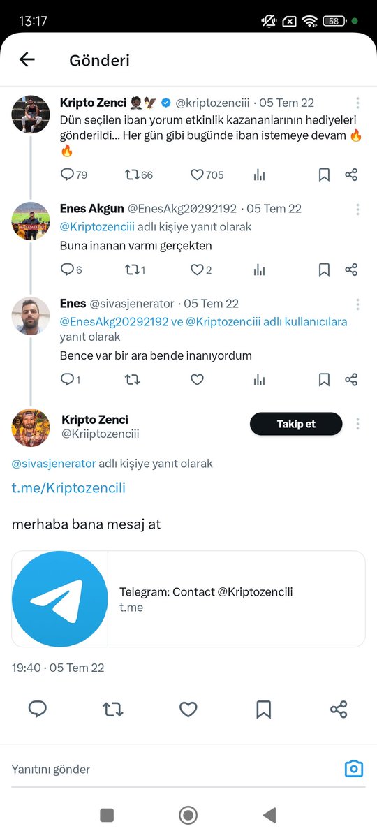 sivasjenerator's tweet photo. @kriptozenciii merhaba 2022 de bana yazmışsınız bu sizmisiniz yeni gördüm 😅 https://t.co/J9ZFtoaYko