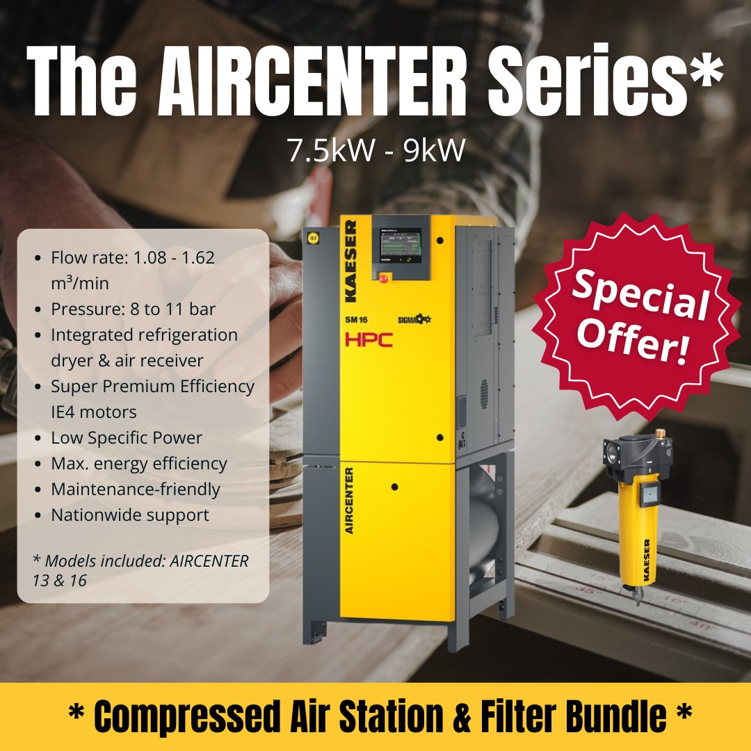 HPCKAESER's tweet photo. The AIRCENTER features a rotary screw compressor, add-on refrigeration dryer &amp; compressed air receiver.

And now as part of the HPC KAESER Package Promotion it includes an afterfilter too!

Find out more:  https://t.co/mSnqIUCy3A

Contact HPC via 0845 4300472 or info@hpcplc.co.uk https://t.co/jxc3tzbyJ7