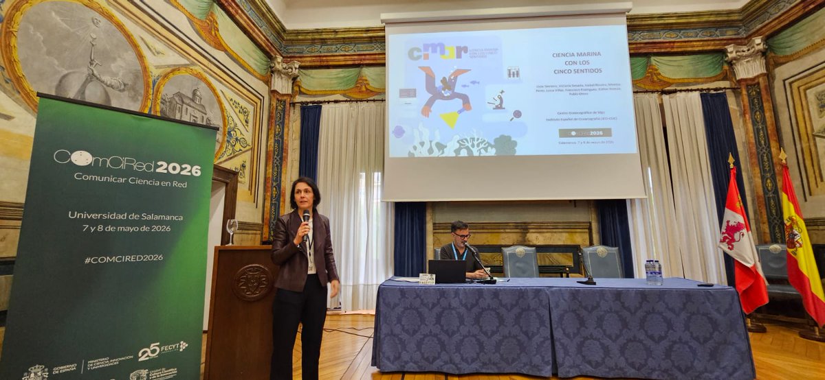 IEOVigo's tweet photo. 🌊#CIMAR: Ciencia Marina con los Cinco Sentidos llega a #ComCiRed2026, encuentro organizado por @FECYT_Ciencia.

👩‍💻Nuestra compañera Uxía Tenreiro ha presentado este proyecto con el que hemos acercado la ciencia marina a personas con discapacidad física, intelectual y sensorial. https://t.co/VoXNc7STFQ