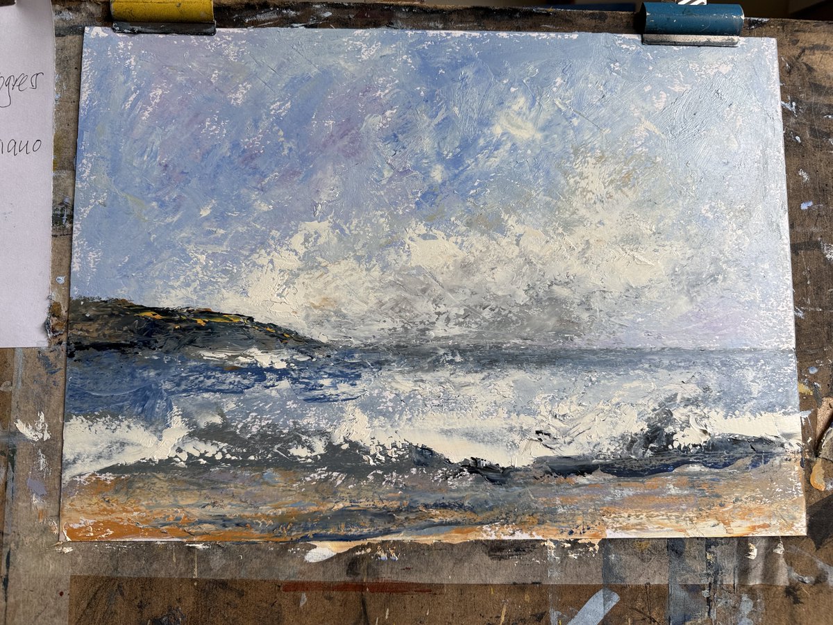 staithesartist's tweet photo. I have a different #WIP for this weekends #openupsheffield #oils on paper study #seascape You are welcome to have a go. https://t.co/MlbsRlUMKy