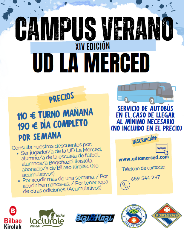 UDLaMerced's tweet photo. ☀️⚽️ ¡Vuelve el Campus de Verano!
📅 Del 22 de junio al 17 de julio
👦👧 Nacidos entre 2012 y 2021
🕘 Mañanas o día completo 🔵⚪️
☀️⚽️ Udako Campusa badator berriro!
📅 Ekainaren 22tik uztailaren 17ra
👦👧 2012 - 2021 artean jaiotakoentzat
🕘 Goizez edo egun osoz 🔵⚪️
#UDLaMerced https://t.co/4lyUJbAKXk