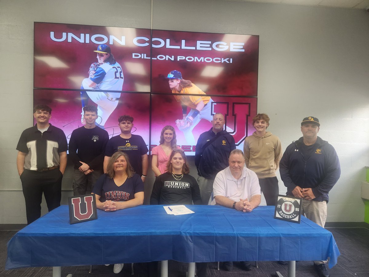 southallegheny's tweet photo. 🎉 SIX more seniors signed Letters of Intent to continue academic &amp; athletic careers at the collegiate level! 💙💛
🥎 Cadence McBride  Waynesburg 
🥎 Carrera Conley  La Roche 
🏐 Ava Luft   Bethany
⚾ Dillon Pomocki  Union
🏈 Layton Adams  Muskingum 
🏈 Markus Hanson  Clarion https://t.co/fQ6Yift5LW