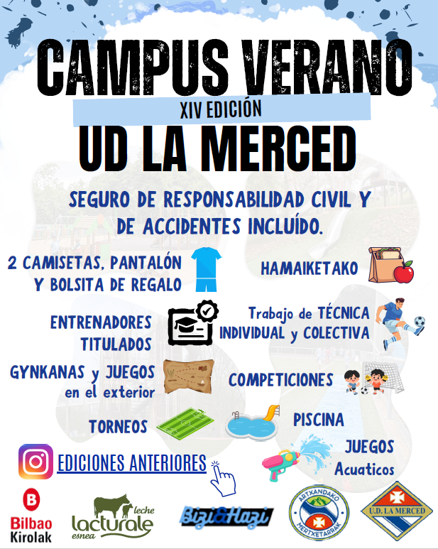 UDLaMerced's tweet photo. ☀️⚽️ ¡Vuelve el Campus de Verano!
📅 Del 22 de junio al 17 de julio
👦👧 Nacidos entre 2012 y 2021
🕘 Mañanas o día completo 🔵⚪️
☀️⚽️ Udako Campusa badator berriro!
📅 Ekainaren 22tik uztailaren 17ra
👦👧 2012 - 2021 artean jaiotakoentzat
🕘 Goizez edo egun osoz 🔵⚪️
#UDLaMerced https://t.co/4lyUJbAKXk