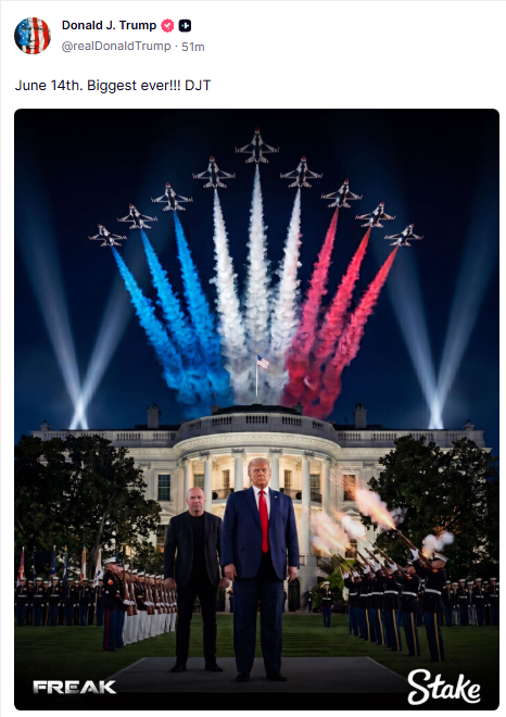 🚨 EPIC!  President Trump just dropped this post!

June 14th. UFC Freedom 250 at the White House!