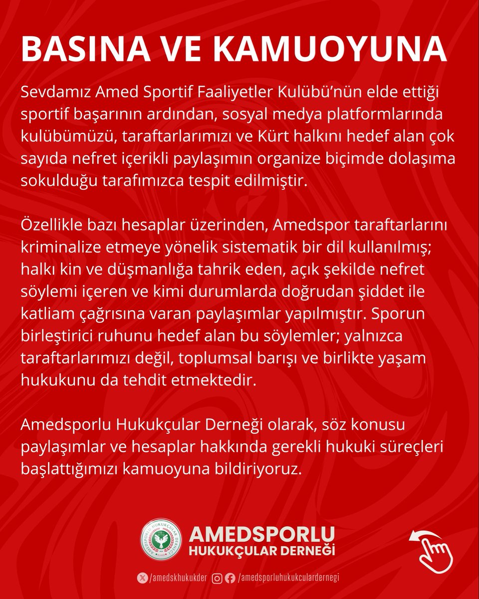 Amedsporlu Hukukçular Derneği tweet media