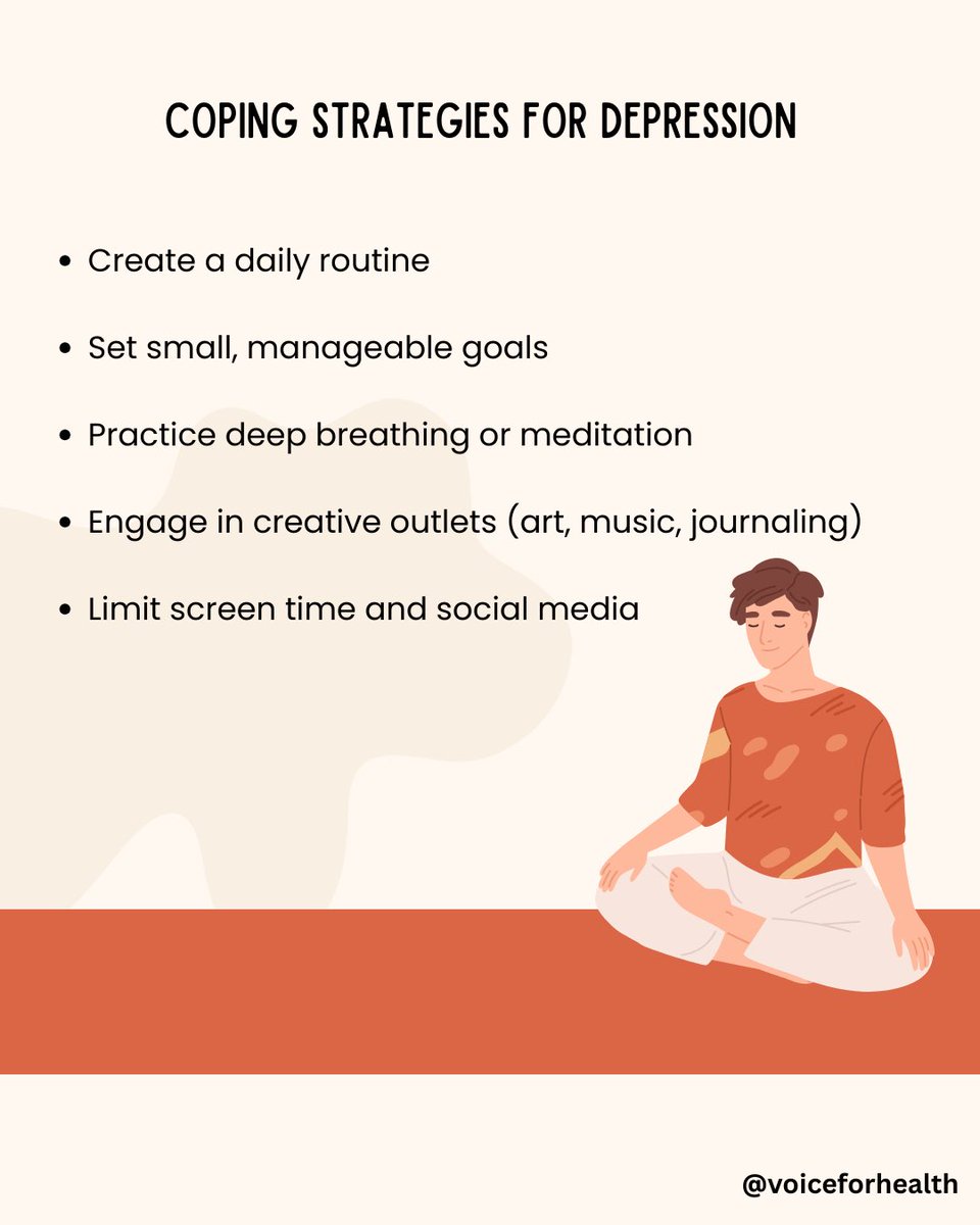 _voiceforhealth's tweet photo. Depression is more than sadness.
It can look like exhaustion, numbness, withdrawal, irritability, loss of motivation, or simply trying to get through the day quietly.

#MentalHealthAwarenessMonth #DepressionAwareness #MentalHealthMatters #VoiceForHealth #SerenityCircles https://t.co/GnjVHSGDiV