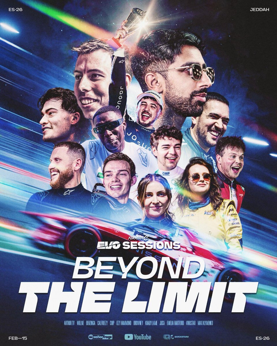 FIAFormulaE's tweet photo. Trust us… you don’t want to miss this!
EVO Sessions: Beyond the Limit is now live 🎬⚡️
#EVOSessions #FormulaE https://t.co/L8OBzUA1pD