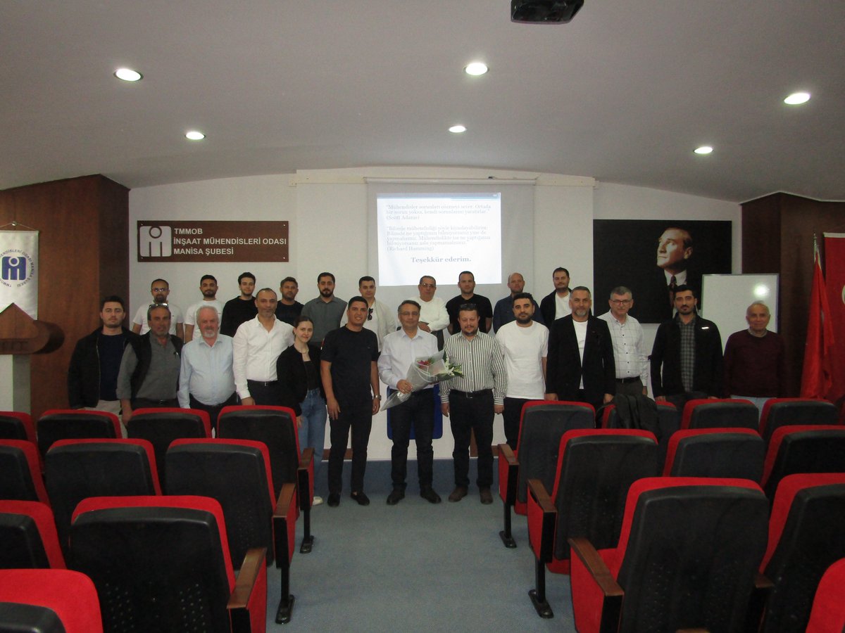 manisaimo's tweet photo. 07.05. 2026 tarihinde İnşaat Mühendisleri Odası Manisa Şube Konferans Salonunda Yük. İnş. Müh. Av. Dr. Levent MAZILIGÜNEY'in sunumunda "MÜHENDİS, MİMAR VE MÜTEAHHİTLERİN
DEPREM ODAKLI HUKUKİ SORUMLULUKLARI" konulu seminer gerçekleştirildi. https://t.co/YE2ykWHxtR