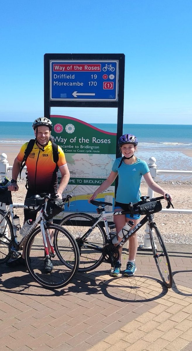 QuadringPrimary's tweet photo. A huge congratulations to our pupil Esme and her Dad who chose to take part in the "Way of the Roses" cycle challenge over the bank holiday weekend. 170 miles cycled in just 3 days! Amazing job! We are so proud! #getactive https://t.co/qOqQF7pK7L