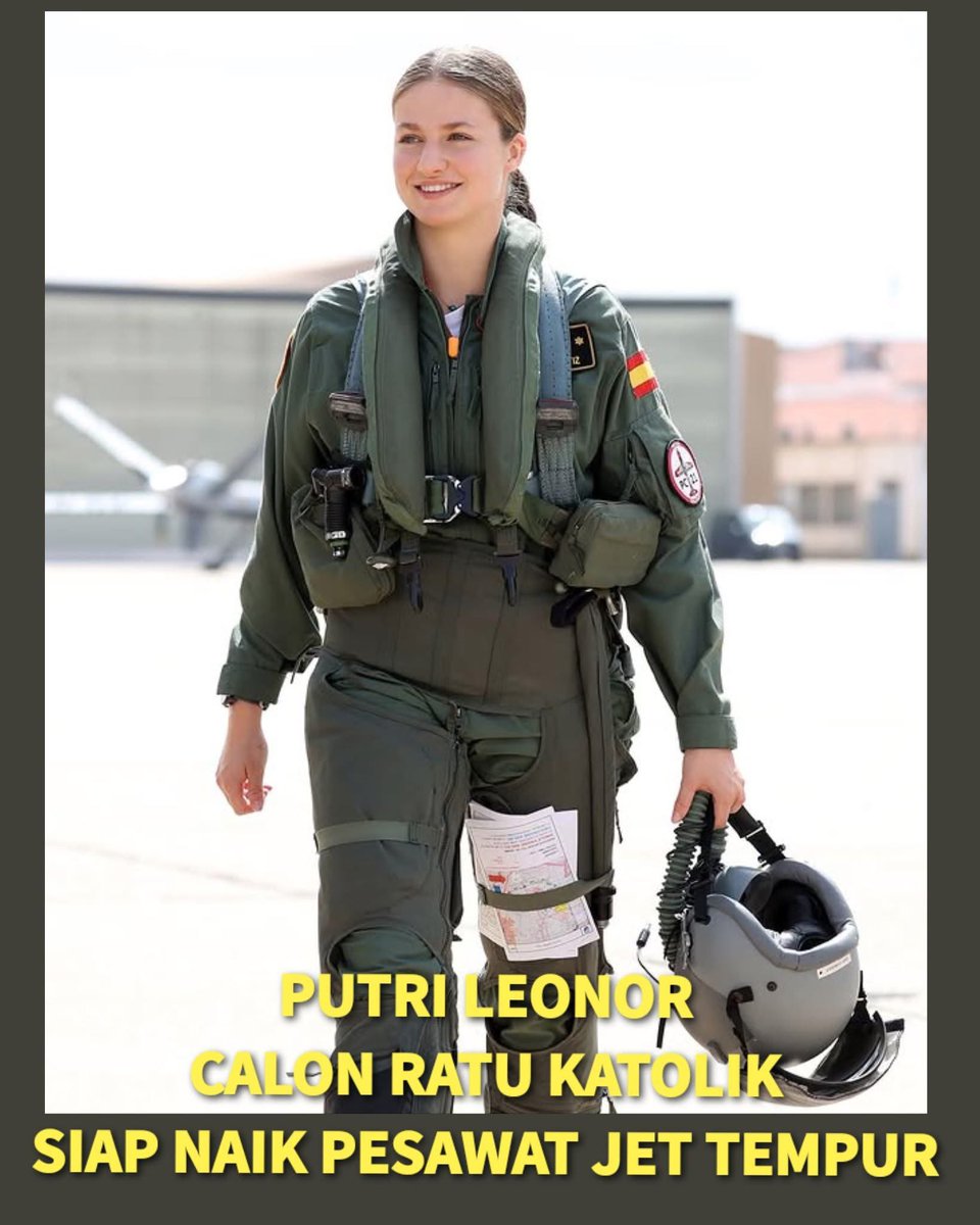 KakekHalal's tweet photo. Putri Leonor dari Spanyol melakukan penerbangan instruksi dengan jet tempur Northrop F-5M (Freedom Fighter) pada tanggal 22 April 2026

Penerbangan berlangsung di Pangkalan Udara Talavera la Real di Badajoz, Spanyol, yang merupakan markas bagi Ala 23 (Wing 23) dari Sekolah Militer Sayap Tempur dan Serang.

Kegiatan ini bertujuan agar Putri Leonor dapat melihat langsung proses pelatihan dan persiapan para taruna tahun kelima yang mengambil spesialisasi tempur dan serangan (Caza y Ataque).

Ia duduk di kursi instruktur/siswa didampingi oleh seorang instruktur berpengalaman dari Ala 23 untuk mengamati prosedur operasional tingkat tinggi.

Penerbangan ini merupakan bagian dari fase akhir pelatihan militer tiga tahunnya di Akademi Udara Umum (AGA). Sebelumnya, pada Desember 2025, ia telah mencatatkan sejarah sebagai anggota perempuan pertama kerajaan Spanyol yang melakukan penerbangan solo dengan pesawat latih Pilatus PC-21.

Setelah menyelesaikan pelatihan militernya, Putri Leonor dijadwalkan untuk memulai studi di bidang Ilmu Politik di Universitas Carlos III Madrid pada musim gugur 2026.

Seperti inilah seorang putri dipersiapkan menjadi ratu Spanyol.