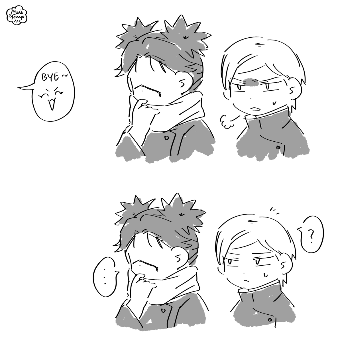 muitsuyu's tweet photo. chonao 🩸🦊 + chonana 🩸7⃣ highschool AU (1/2)

*It's a messy comic.. i just can't stop thinking about them.. https://t.co/beevfclvo8