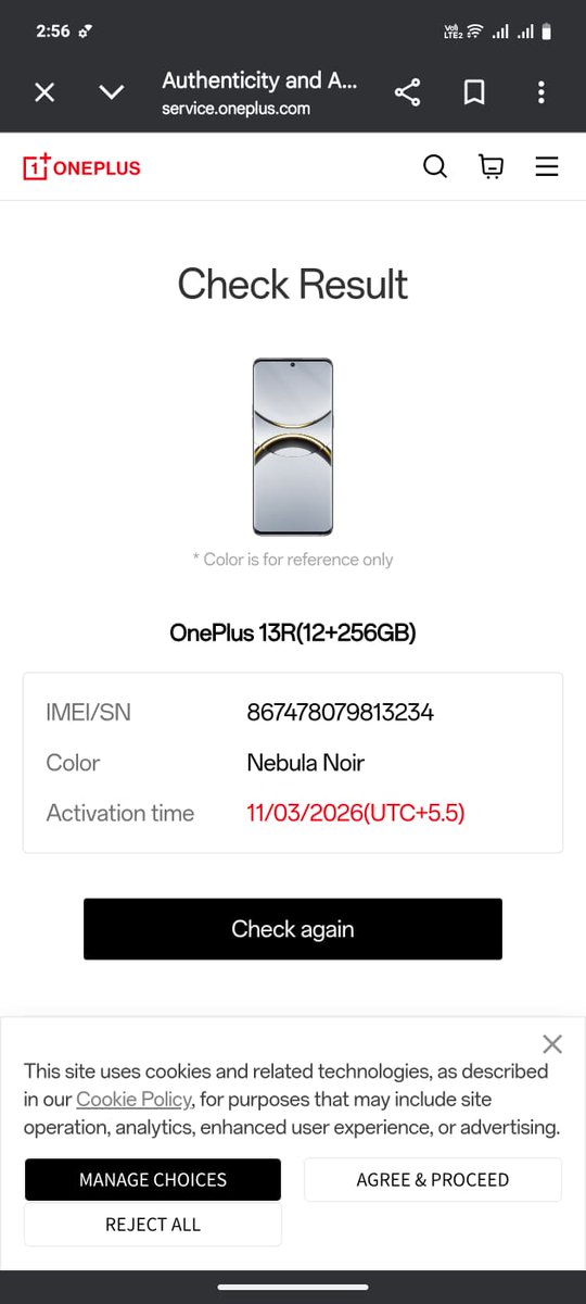 soujanya_p85088's tweet photo. Complaint against @Swiggylnstamart
@InstamartS
Bought 2 OnePlus 13R for ₹40,011. IMEI check shows activation date 11/03/2026 before purchase date 03/05/2026.

Device appears pre-activated before sale.

@Request resolution. @SwiggyCares

#Swiggy #OnePlus13R https://t.co/AKld90rq73