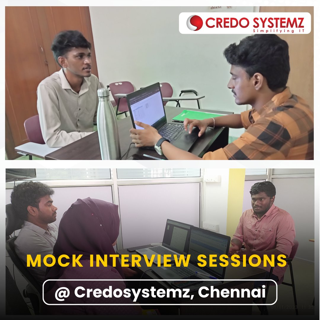 credosystemz's tweet photo. ⭐ Preparing for Success Through Mock Interviews ⭐

Our Mock Interview Session at Credo Systemz, Velachery helps candidates face real interview scenarios with confidence &amp; clarity.

🔗 https://t.co/ZmZur6sMKK

#MockInterview #InterviewPreparation #CareerGrowth #JobReady https://t.co/85qL9O1ObA