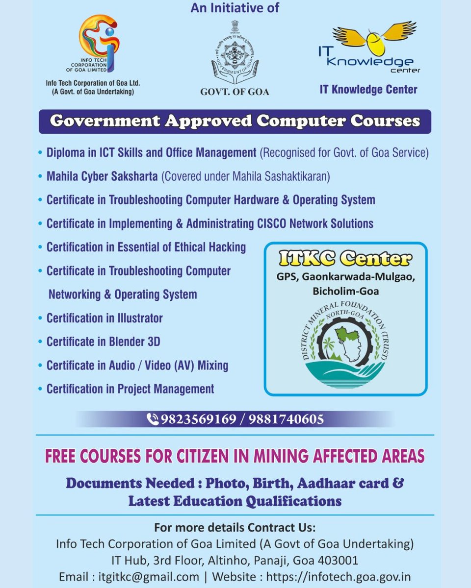 INFO TECH CORPORATION OF GOA LTD. tweet media