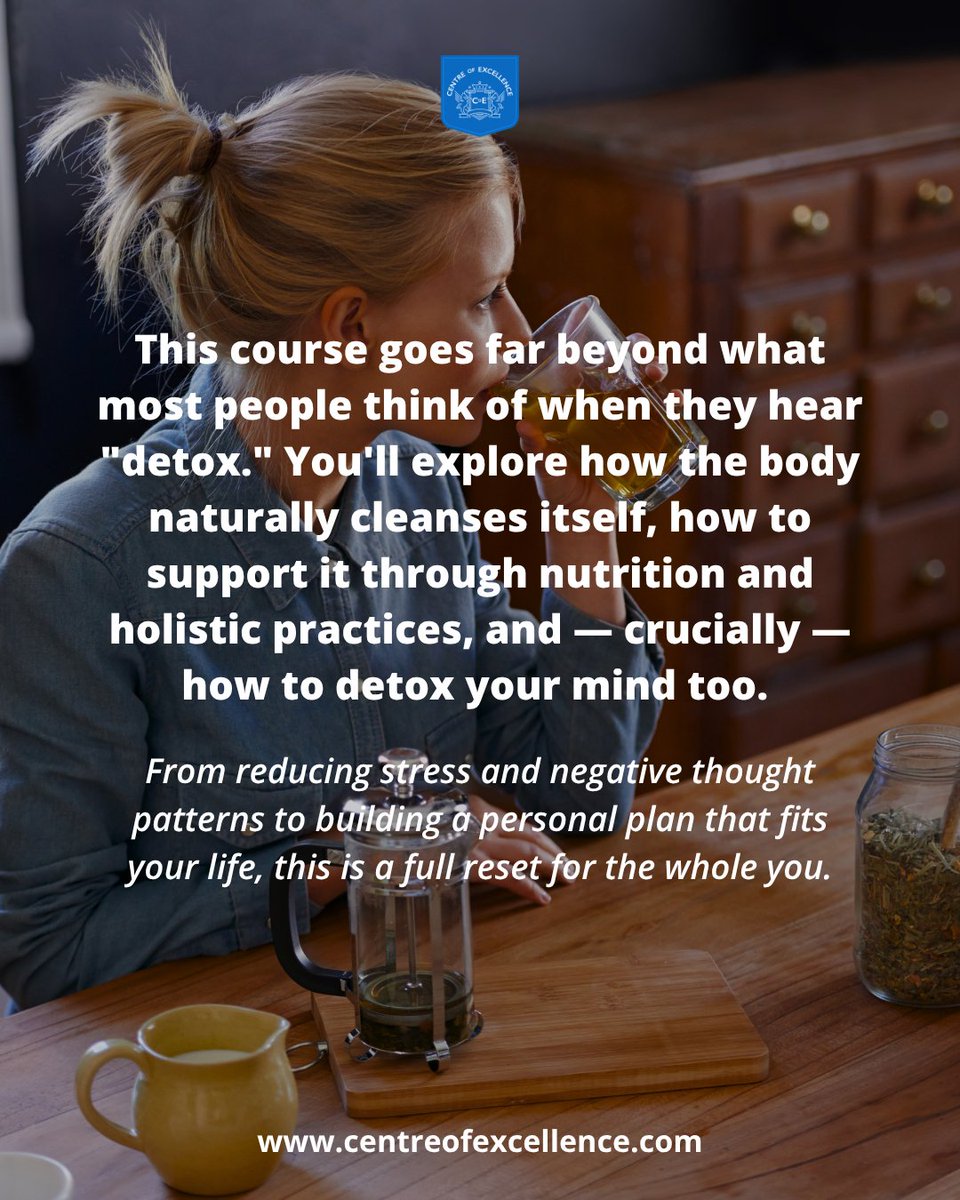 Online_Courses's tweet photo. Most of us have been sold the idea that detoxing means cutting things out. But the Mind &amp; Body Detox Diploma explores the whole picture.

The small, science-backed shifts that actually make a difference to how you feel day to day 🧠

👉 Use code UPSKILL to enrol for £29 https://t.co/j7aXqq7JJ8