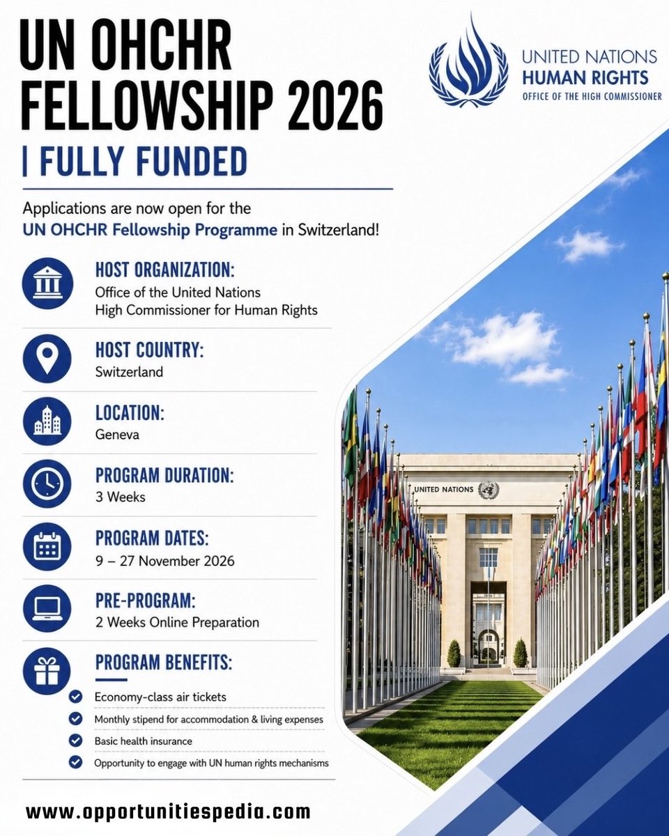 🇨🇭 UN OHCHR Fellowship 2026 | Fully Funded Applications are now open ...