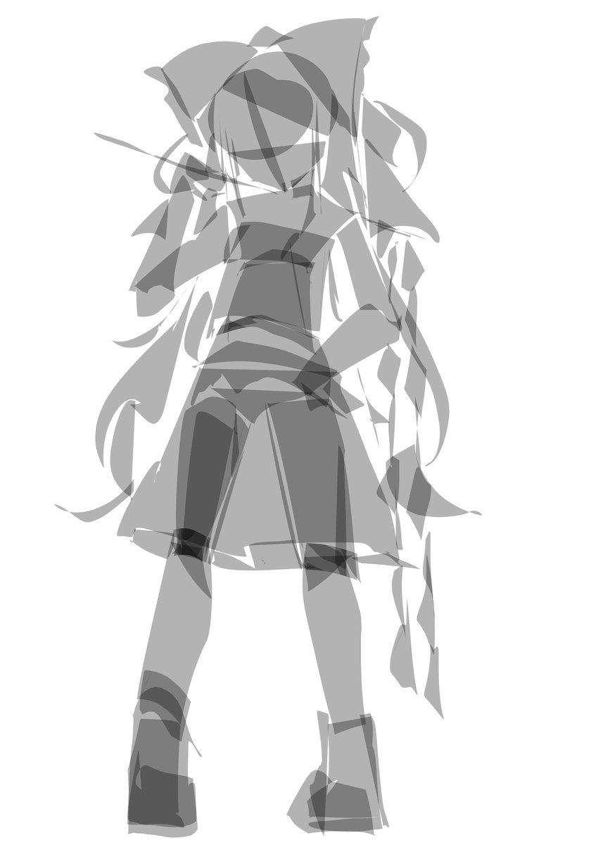 投げ縄塗りでラフ描くのいいな すげー楽しい