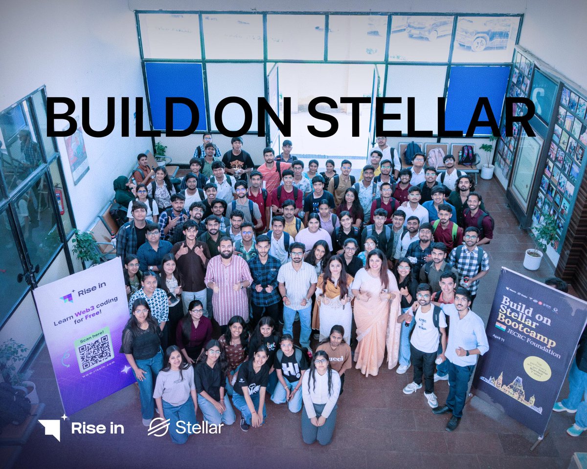 riseinweb3's tweet photo. While most ecosystems are fighting for CT engagement…

We’re onboarding actual developers.

300+ students
3 universities
1 city Jaipur 🇮🇳

Over the last few weeks, students built their first projects on @StellarOrg explored Web3 development, and entered the ecosystem as builders not spectators.

This is what real ecosystem growth looks like.

The next billion-dollar founder from India is probably sitting inside a college classroom right now.

And we’re making sure they discover Stellar first