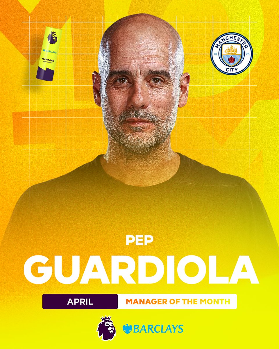A perfect April to help <a href="/ManCity/">Manchester City</a> in the title race 🏆

Pep Guardiola is <a href="/BarclaysFooty/">Barclays Football</a> Manager of the Month 🩵