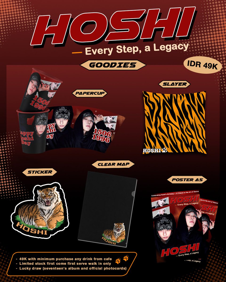 HOSHI: Every Step, a Legacy 🐯
By : @ayam95_

Celebrating Hoshi’s Birthday — A Tribute to His Art of Dance

📍 Disenja Coffee – Menteng
🗓 16–19 June 2026
🕰 07.00–21.00 WIB

Step into his legacy. Celebrate the dancer who turns every movement into art.

#ourtiger #HOSHI #호시