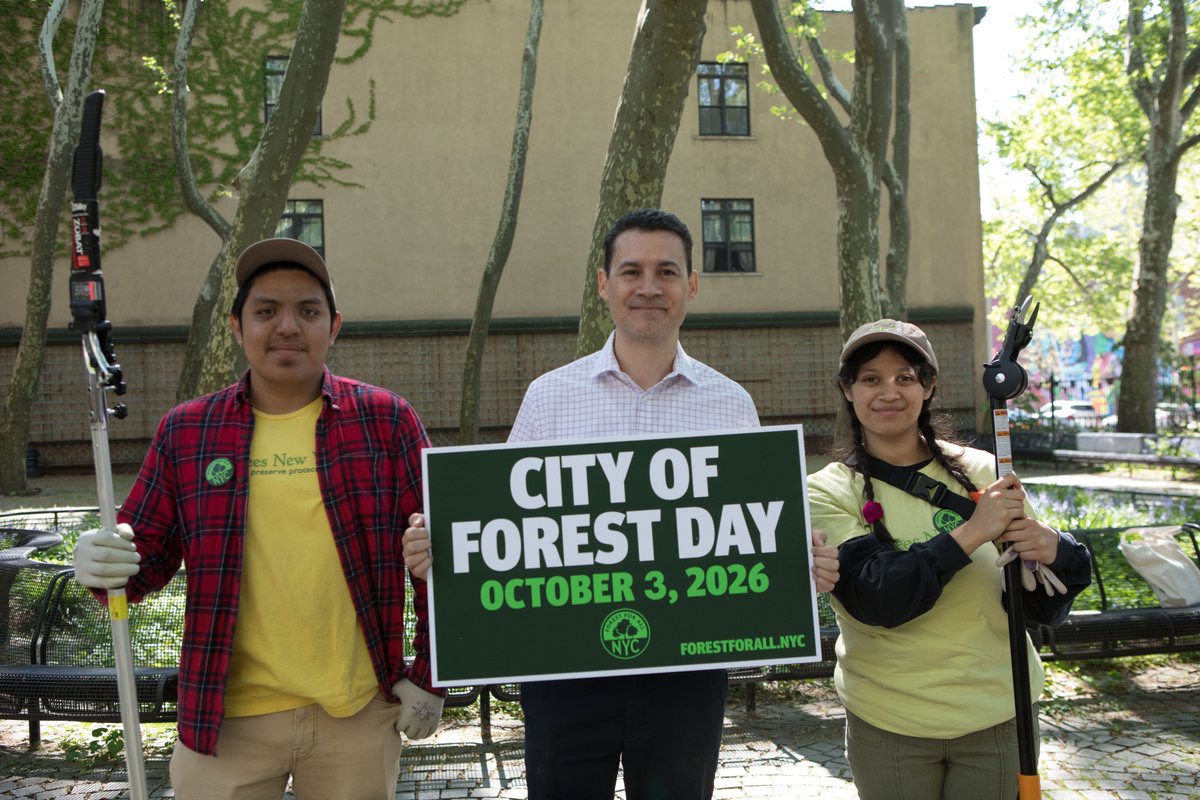 TreesNewYork's tweet photo. Mark your calendars and save the date for City of Forest Day on Saturday, 10/3. New York City’s largest celebration of trees brings thousands of New Yorkers together to spend the day under the city’s #treecanopy. More info coming soon! @ForestforAllNYC #CityofForestDay2026 https://t.co/N0yiKnCTtM