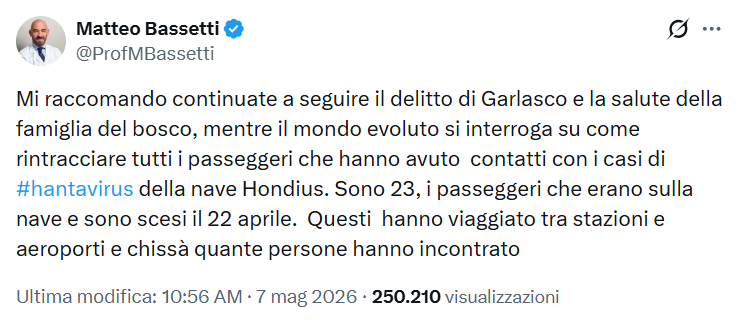 WalterWollyWeb's tweet photo. Premessa l'assoluta importanza del tema salute e nello specifico dell' #Hantavirus, il post di #Bassetti sa tanto di "tronista caduto in disgrazia cui negano la partecipazione al Grande Fratello Vip"
Qualche anima pia che lo inviti in TV ce l'abbiamo? https://t.co/jcwr72jELN