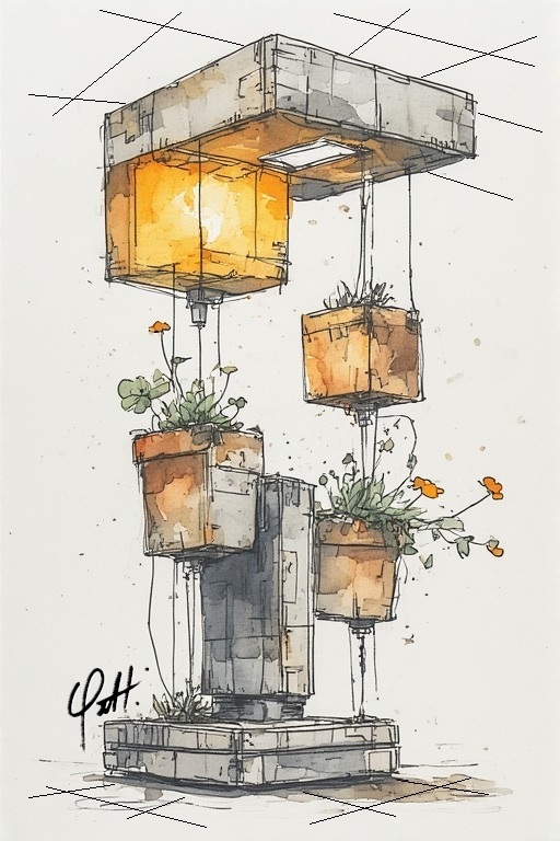 HellOnAGirl's tweet photo. Shelves, Lights &amp; Flowerpots

#8maggio #Deisgn #Graphics #Watercolor #BandW  #Brutalism #Sketches #Handmade https://t.co/V0vdrqaT9X
