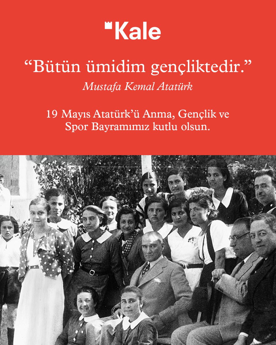 Kalebodur's tweet photo. Mustafa Kemal Atatürk’ün gençliğe duyduğu güven, bugün de yolumuzu aydınlatmaya devam ediyor. Gençlerin fikirlerine ve hayallerine inanıyor,
daha güçlü bir geleceğe hep birlikte ilerliyoruz.

19 Mayıs Atatürk’ü Anma, Gençlik ve Spor Bayramımız kutlu olsun.

#KaleGrubu #19Mayıs https://t.co/LMslDz2KqG