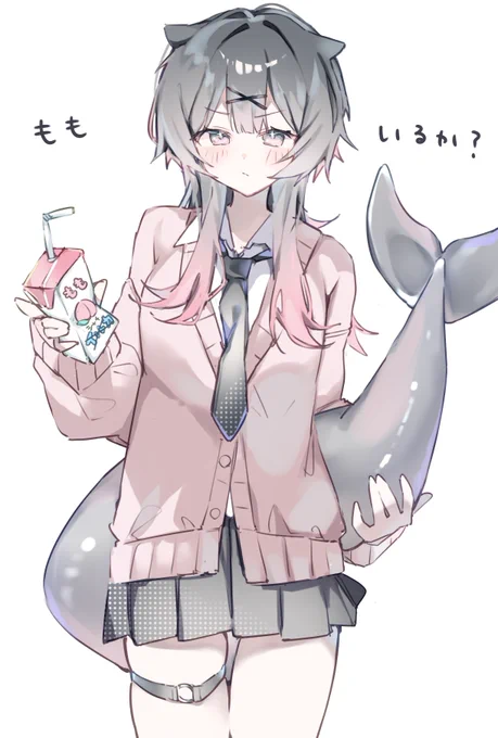 『シャチになりたいイルカの女の子』描きました 好物:モモ