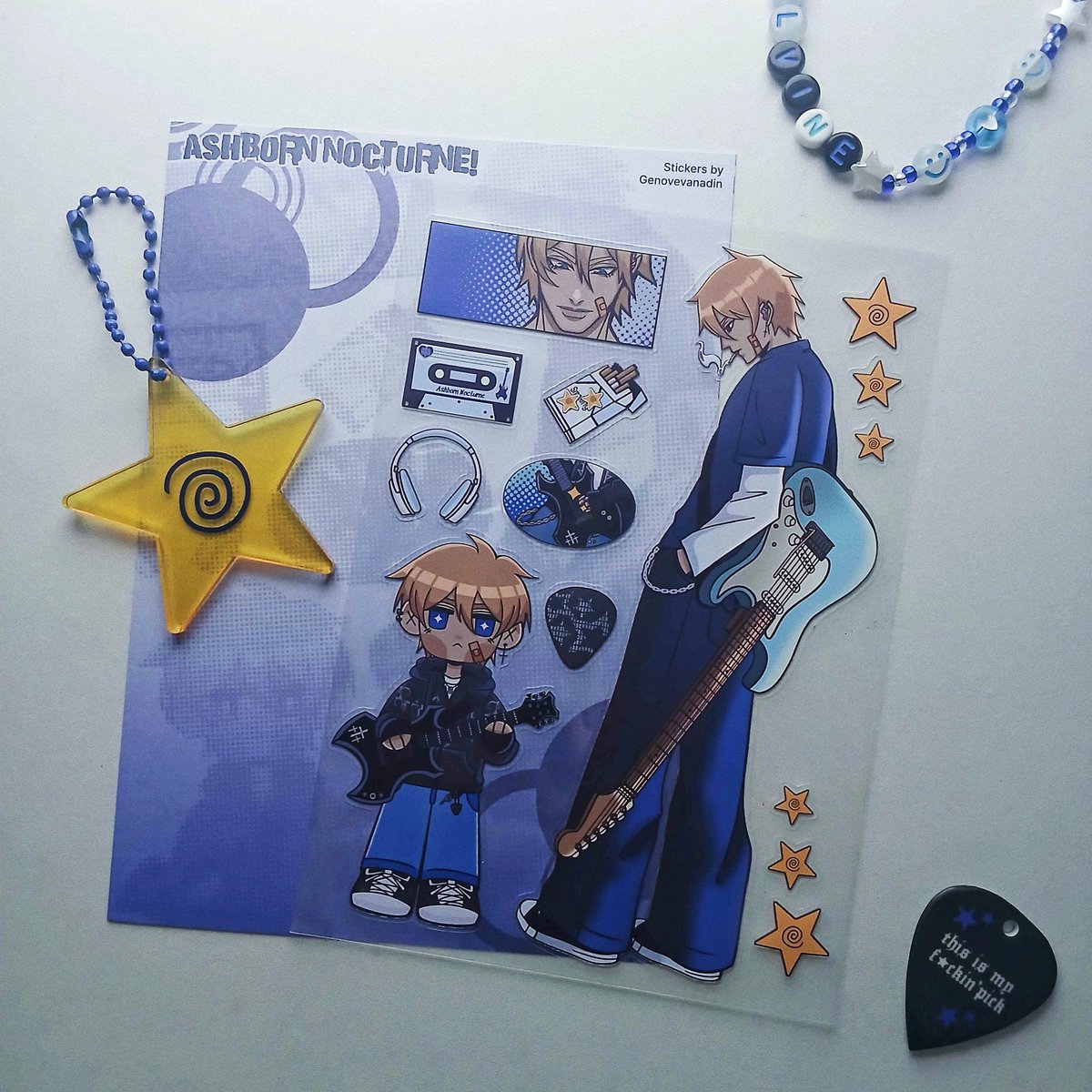 Zelvineee's tweet photo. Ashborn Nocturne sticker sheet 🎸⋆⭒˚｡⋆

I wanted to make all the members, but I started with Zelvine first hehehh... while Im working on my band OC zine, please stay tuned 🫶

#cf22 #oc #artidn https://t.co/icCK55UxCp