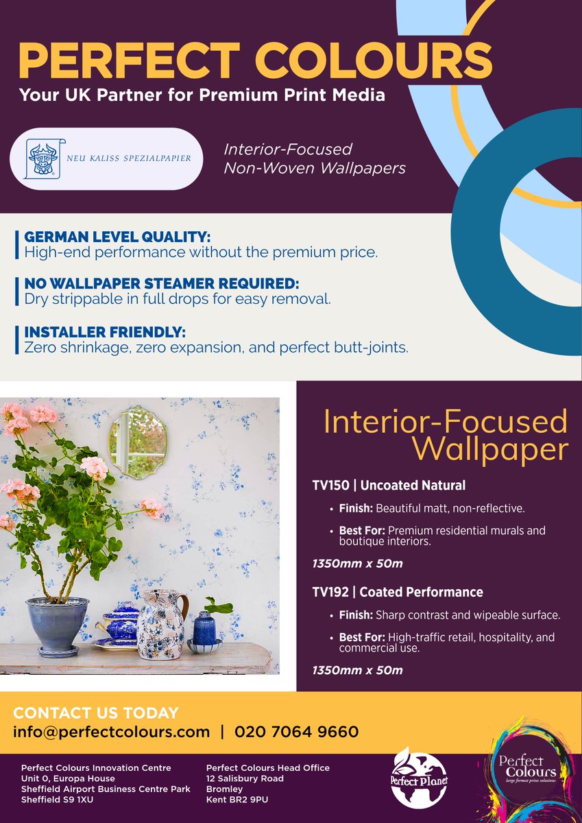 perfectcolours's tweet photo. We're now stocking Neu Kaliss interior-focused non-woven premium wallpapers - high-end performance, dry stirppable and installer friendly. Uncoated natural and coated performance. 

Call the sales team for prices and more details - 020 7064 9660 

#wallpaper https://t.co/god22NBzq6