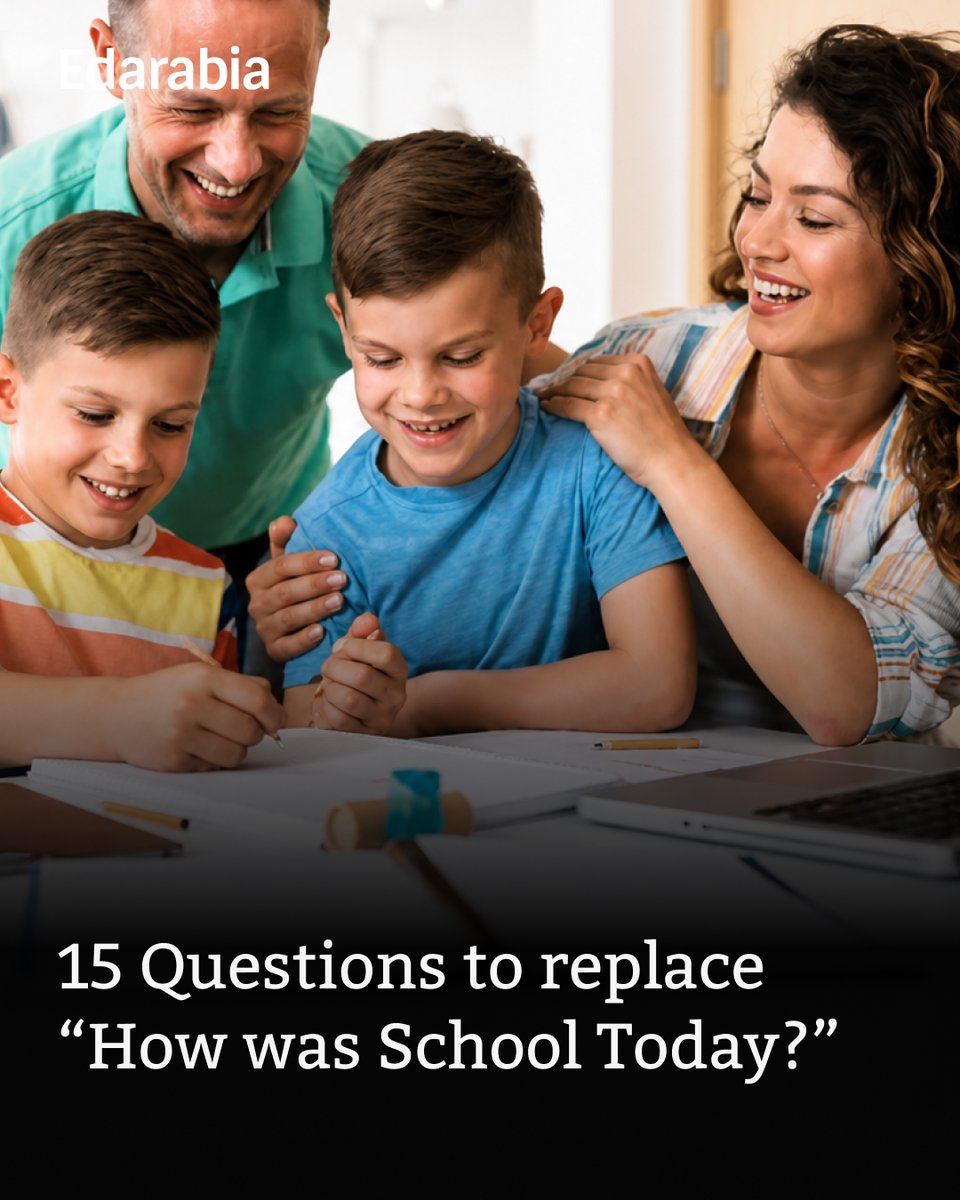 EdarabiaEurope's tweet photo. Tired of getting “fine” as the only answer? Try these creative questions to spark meaningful conversations with your child after school 💬✨

Read More: https://t.co/ctzuOgff2j https://t.co/nRrlbdiJgl