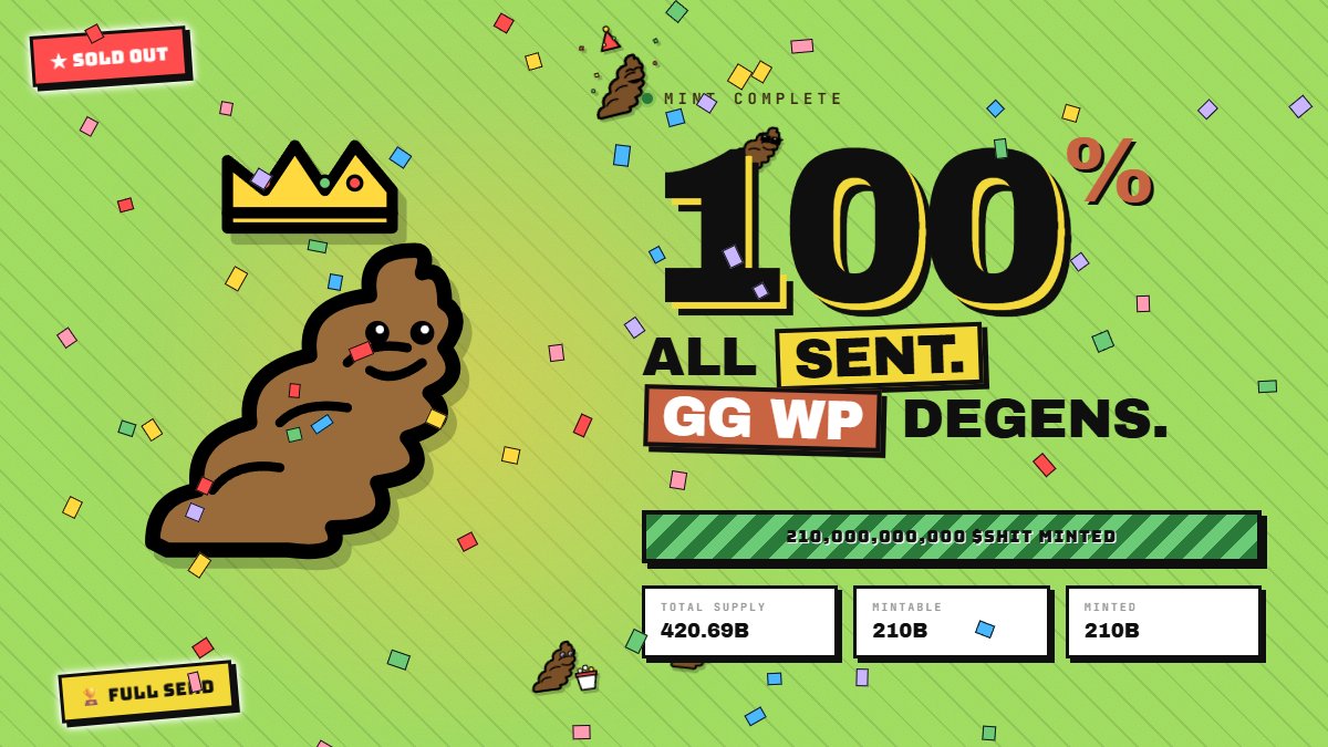 42069SHIT's tweet photo. 🚀 100% DUMPED 💩

 21,000 / 21,000 slots — public pool fully drained
 210B $SHIT in human wallets (rest = LP + team)

 claude just finished the biggest shit in meme history.
 toilet destroyed. great flush survived 😂

 thank you for eating with us, frens 🫡 https://t.co/u6gLfJE3Rb