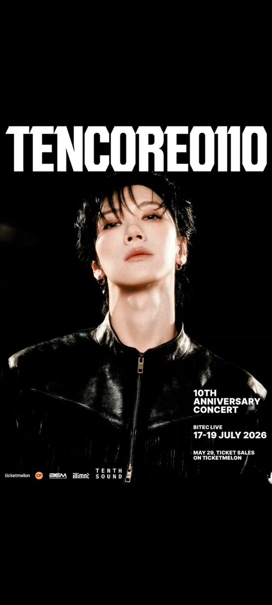 💜💜10vely Are you ready!!💜💜
“TEN: CORE0110” — 10th Anniversary Concert
🎆 Concert date: 17–19 July 2026 • BITEC Live
🎫 Tickets: May 29, 10AM (GMT+7) via Ticketmelon
#TENCORE0110Concert #10YearsWithTEN #TenthSound