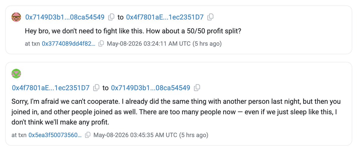 DefimonAlerts's tweet photo. 1/ Overheard onchain: a cartel of 3 MEV bots running arbitrage on @michaelhirsch's Slonks.

https://t.co/KE1JeaxFw0 https://t.co/WRUXvNnxPt
