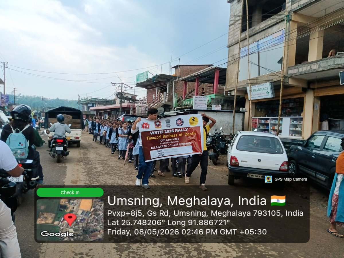 NssBalawan's tweet photo. WNTD 2026
Rally on No Tobacco Organised by NSS unit &amp; TOFEI Balawan College at Umsning
@_NSSIndia @CellNehu @nss_rdguwahati @YASMinistry https://t.co/FFo1CqYlOE