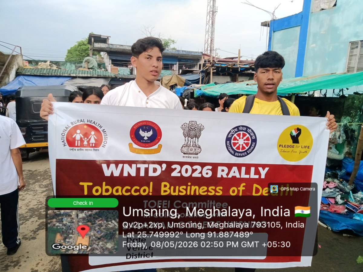 NssBalawan's tweet photo. WNTD 2026
Rally on No Tobacco Organised by NSS unit &amp; TOFEI Balawan College at Umsning
@_NSSIndia @CellNehu @nss_rdguwahati @YASMinistry https://t.co/FFo1CqYlOE