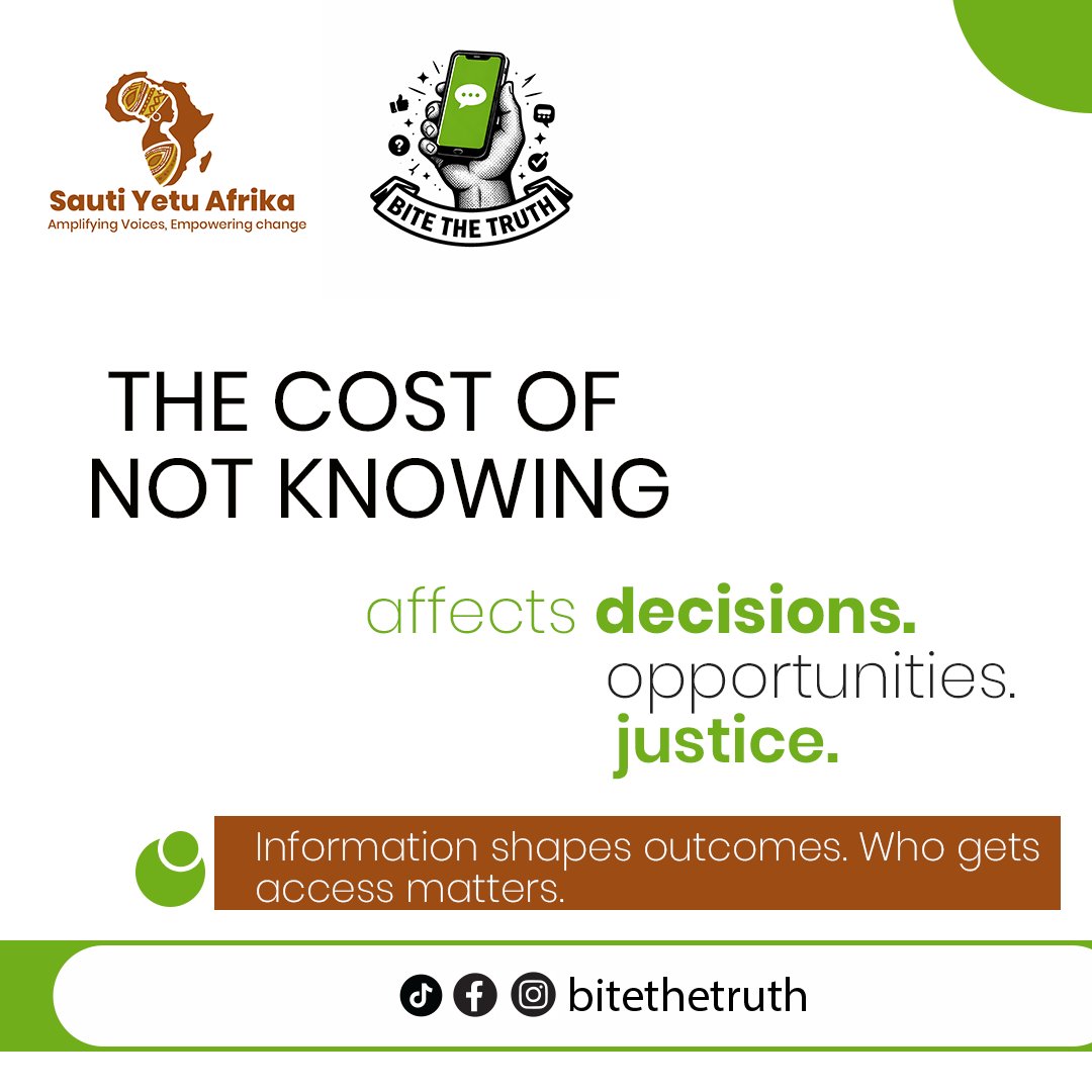 bitethetru16793's tweet photo. Not knowing comes at a cost.
It shapes decisions, limits opportunities, and delays justice.
Information influences outcomes — and who gets access to it matters.
#AccessToInformation #DigitalDemocracy #RightToKnow #Article35 #InformationIsPower https://t.co/2I3kxc3HMx