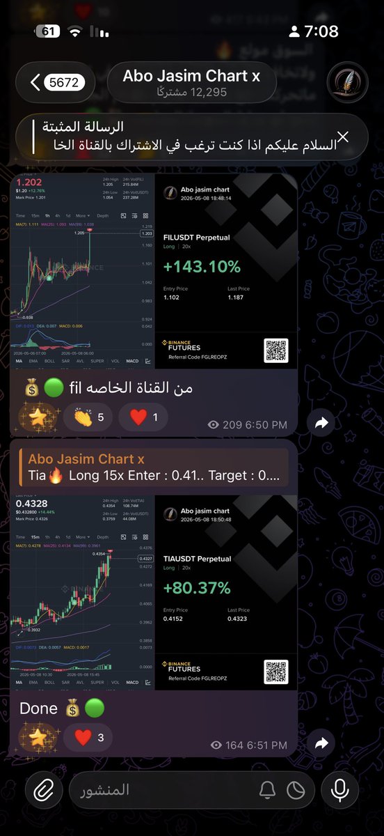 abojasimc's tweet photo. صفقات اليوم واسغلال الفرص من القناة العامة💰: 🔓
$init 86% 🟢
$op 97% 🟢
$tia 80% 🟢
$holo 75% 🟢
من القناة الخاصة 💰 : 🔐
$usual 162% 🟢
$jto 225% 🟢
$nil 99% 🟢
$chip 81% 🟢
$fil 143% 🟢
$jup 83% 🟢
جميع الصفقات اشاركها مع المشتركين واوثق ذالك للمزيد انضم👇🏻
🔐 : https://t.co/nxIYiitI5s
🔓: https://t.co/6NEsbJ7EL8