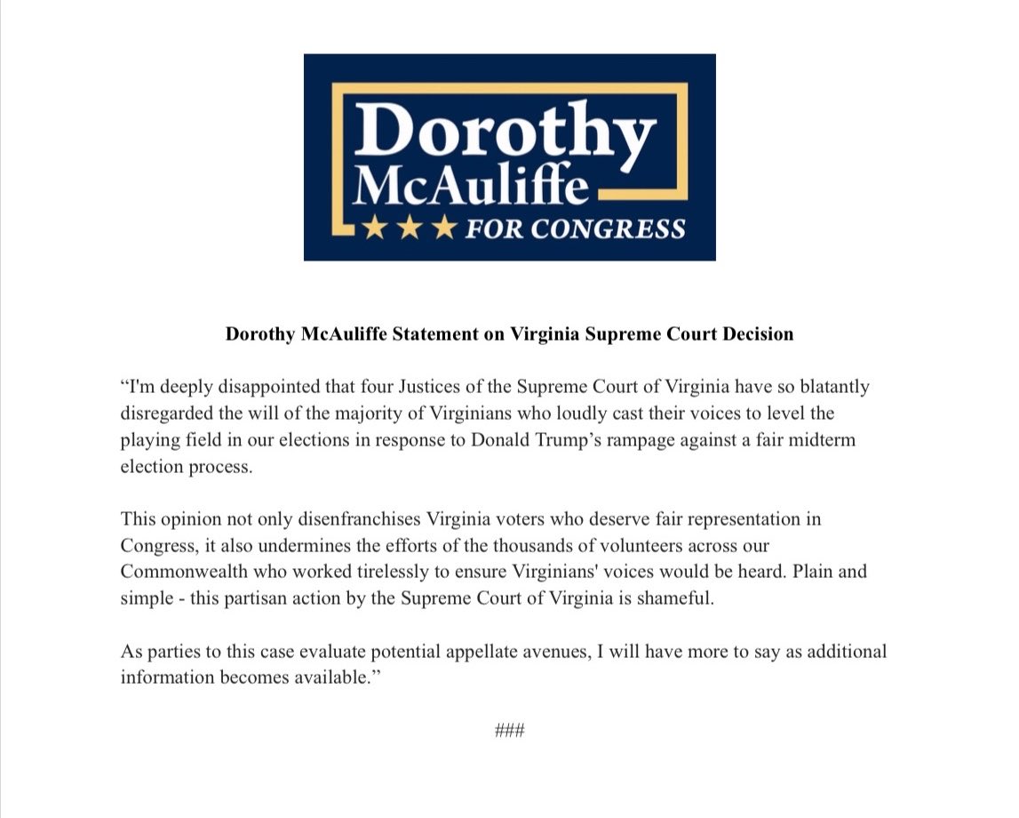 Dorothy McAuliffe tweet media