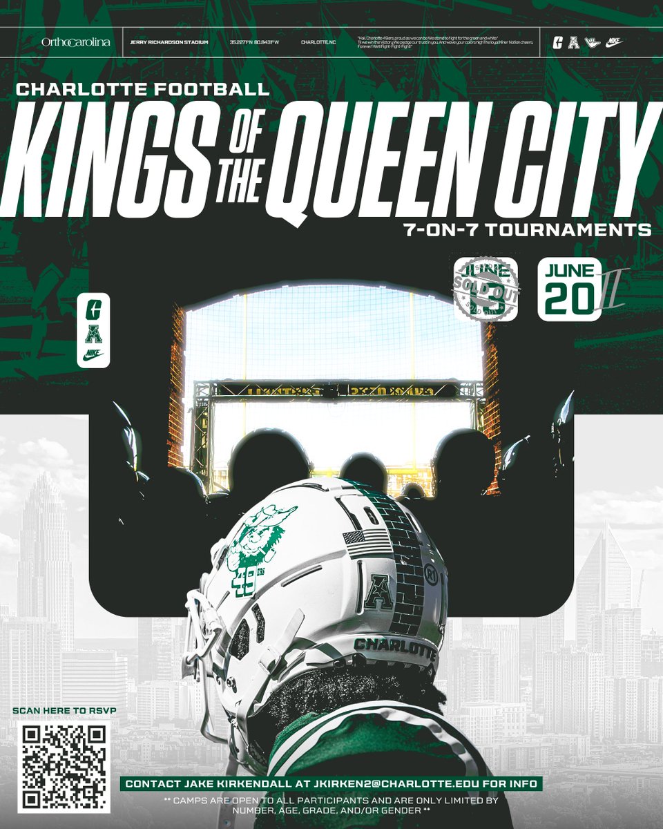 DFOJake's tweet photo. We have Teams from NC, SC and VA already signed up for June 20th's Kings of the Queen City II 7 on 7 Team Camp. Register your team with a deposit at https://t.co/OKjJbAtlkA https://t.co/dn2UfJL9N0