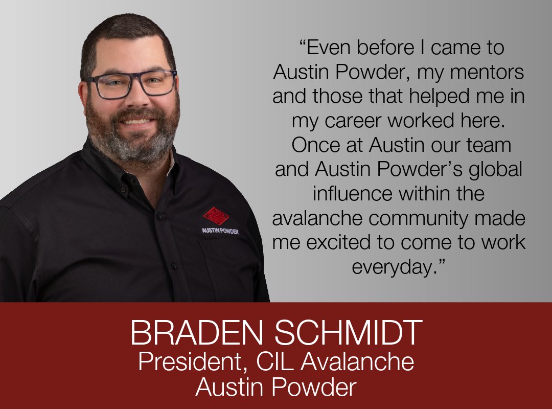AustinPowderCo's tweet photo. Meet Braden Schmidt, President of CIL Avalanche at Austin Powder https://t.co/PajTHOUl6s